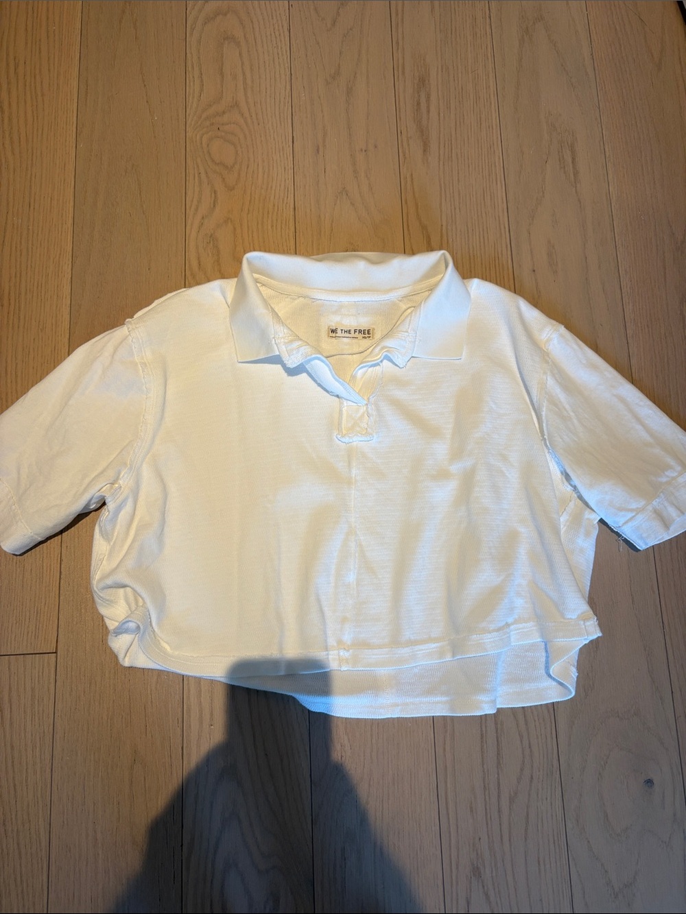 White Crop Polo Shirt